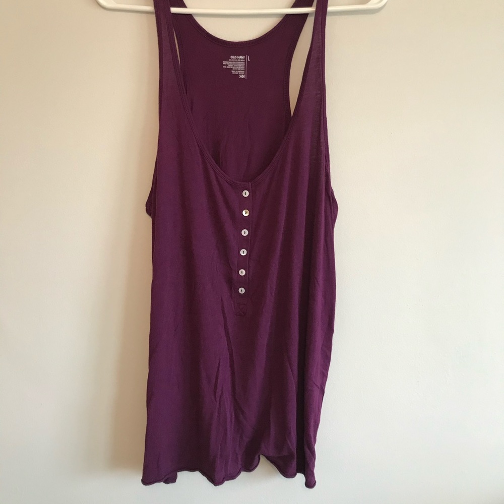 Old Navy purple/maroon button tank top size large